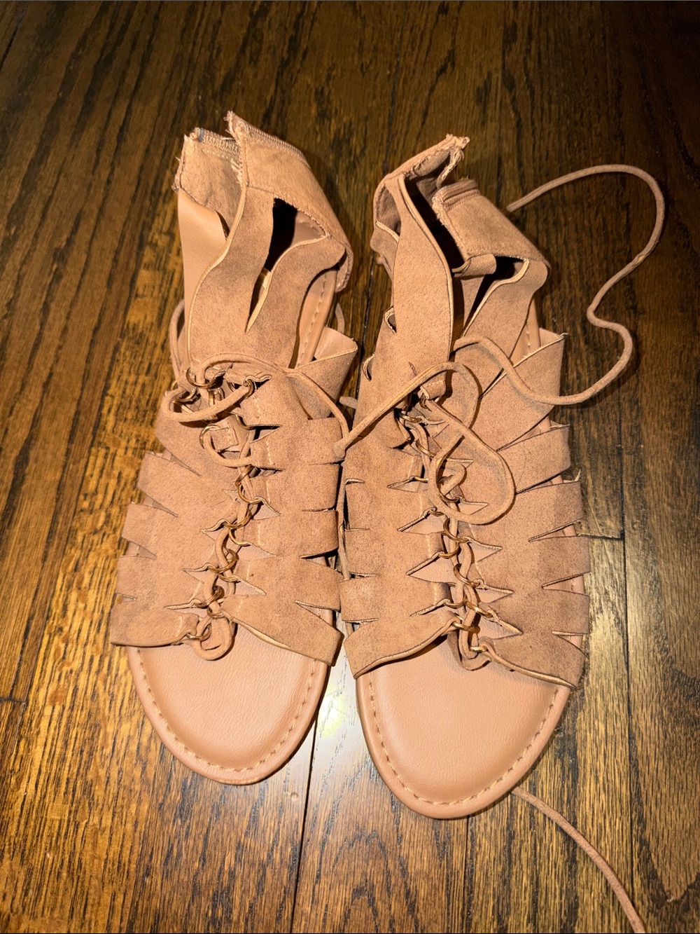 BAMBOO Women’s Tan Lace-Up Gladiator Sandals